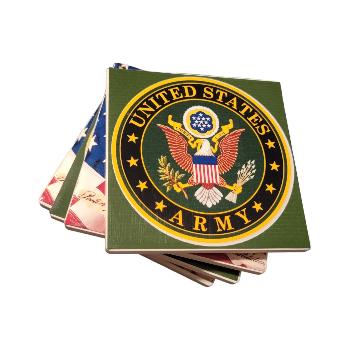 United States Army and American Flag Style Coasters - Set of 4