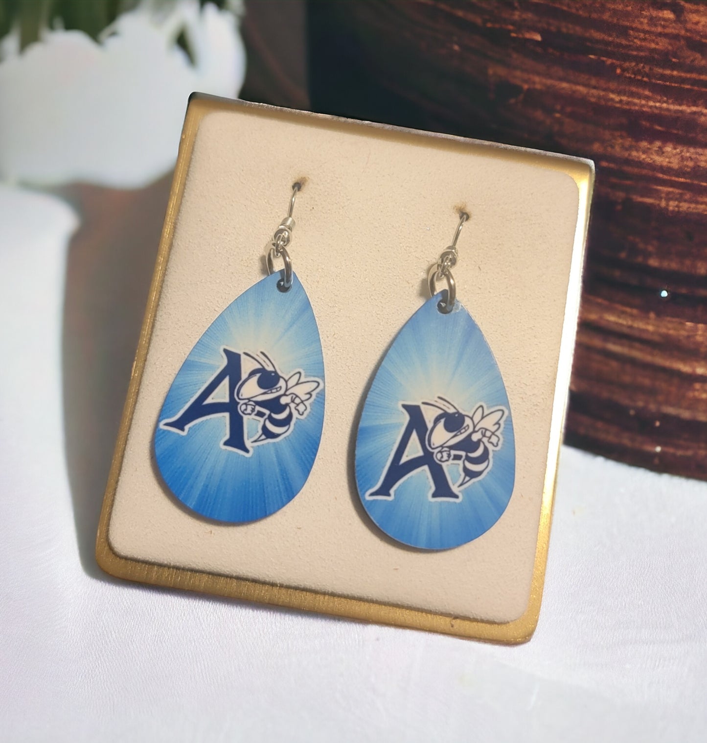 Aynor High School Wooden Teardrop Earrings