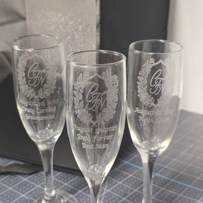 Etched Champagne Glasses