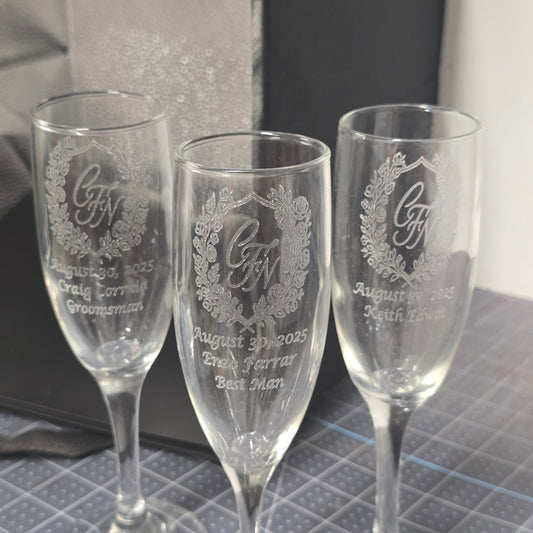 Etched Champagne Glasses