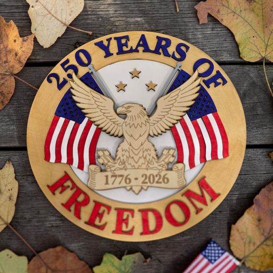 250 Years of Freedom Sign | 1776–2026 Patriotic Wooden Wall Art | American Eagle & Flag Decor | 4th of July | Military | USA Pride Gift